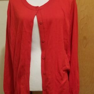 red button up sweater